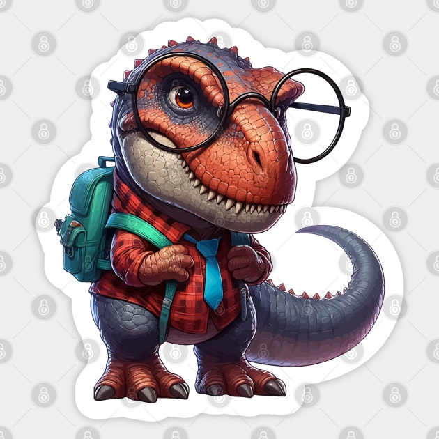 Cute Tyarannosaurus Go To School Sticker by TomFrontierArt